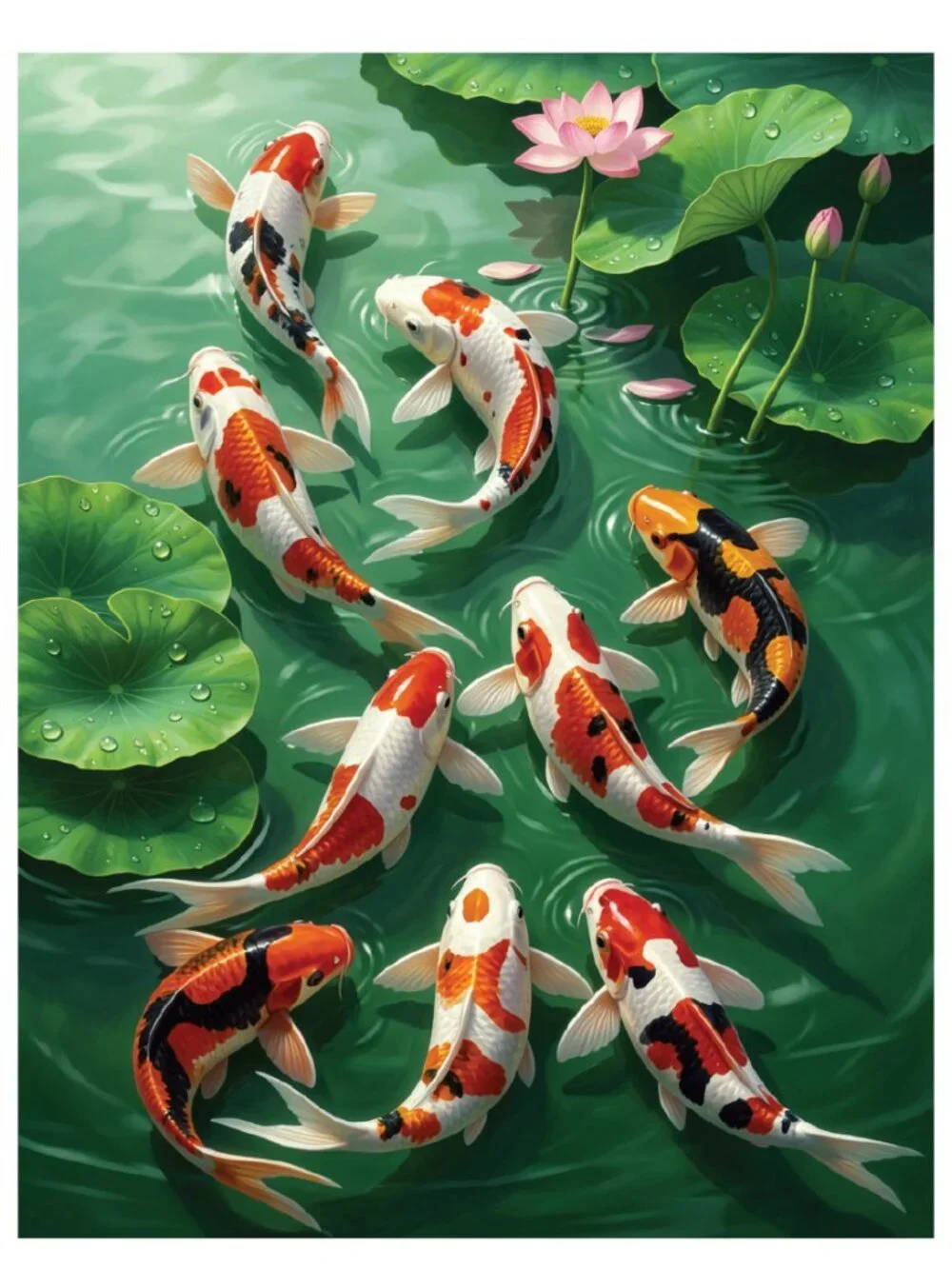 Koi Fish Pond Feng Shui Luck Colorful Home Decor Wall Art Photo Print 8.5x11in